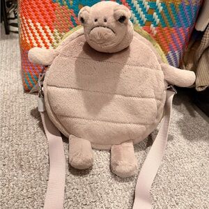 Jellycat Taupe and Olive Plush Turtle Crossbody
